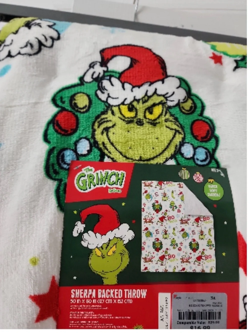 Christmas Grinch throw blanket ( 50x 60)